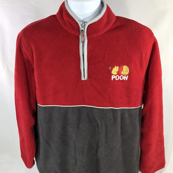 Disney Other - Vintage Winnie The Pooh Fleece Zip Up L Pooh Bear 1/4 Zip Disney 90s Pullover